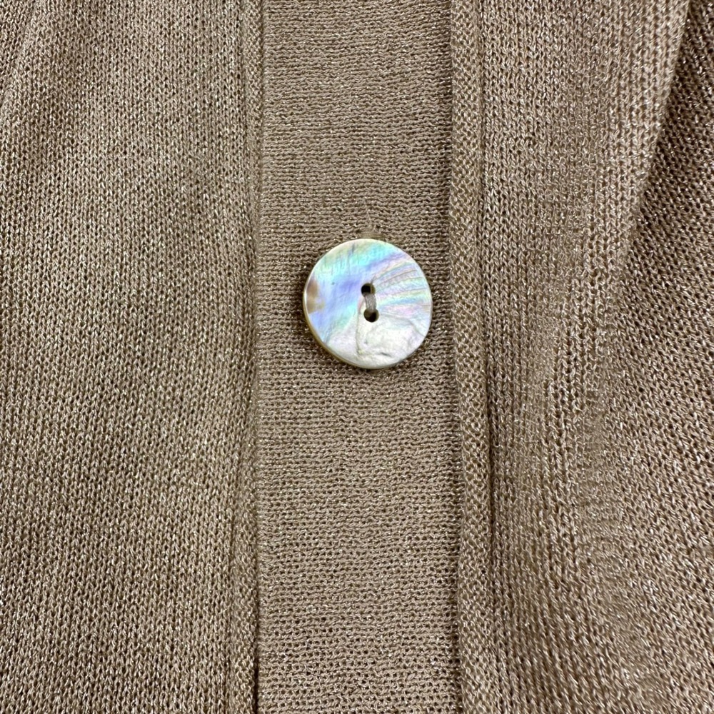 Chico's Gold Metallic Knit Cardigan V-Neck Button Front 3/4 Sleeve Size 2 Large - Picture 12 of 14